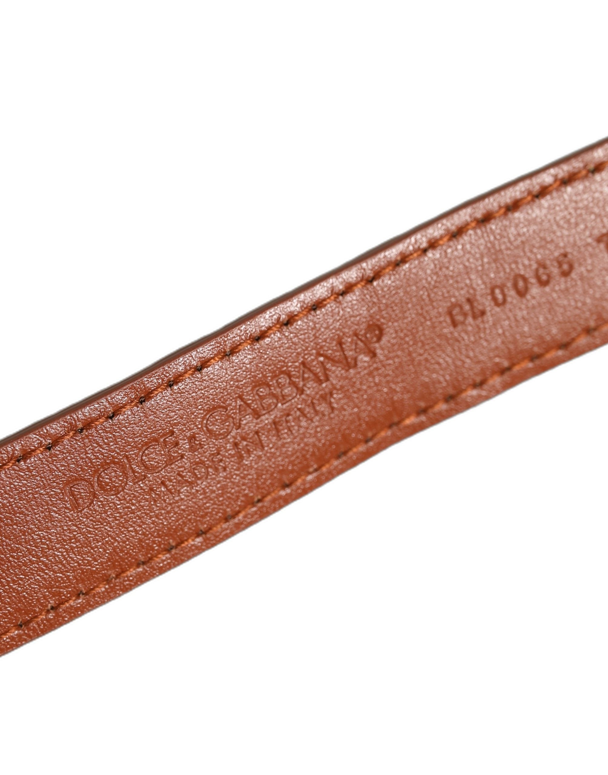 Dolce & Gabbana Braunes Armband aus strukturiertem Leder mit goldener Schnalle