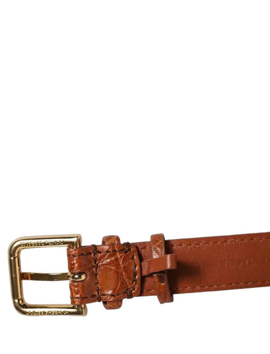 Dolce & Gabbana Braunes Armband aus strukturiertem Leder mit goldener Schnalle