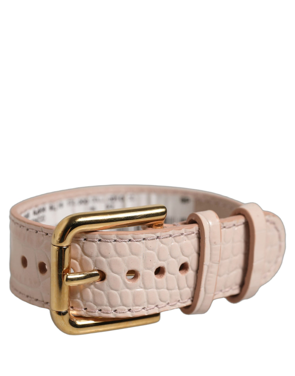 Dolce & Gabbana Armband aus rosafarbenem Leder mit Prägung und goldener Schnalle