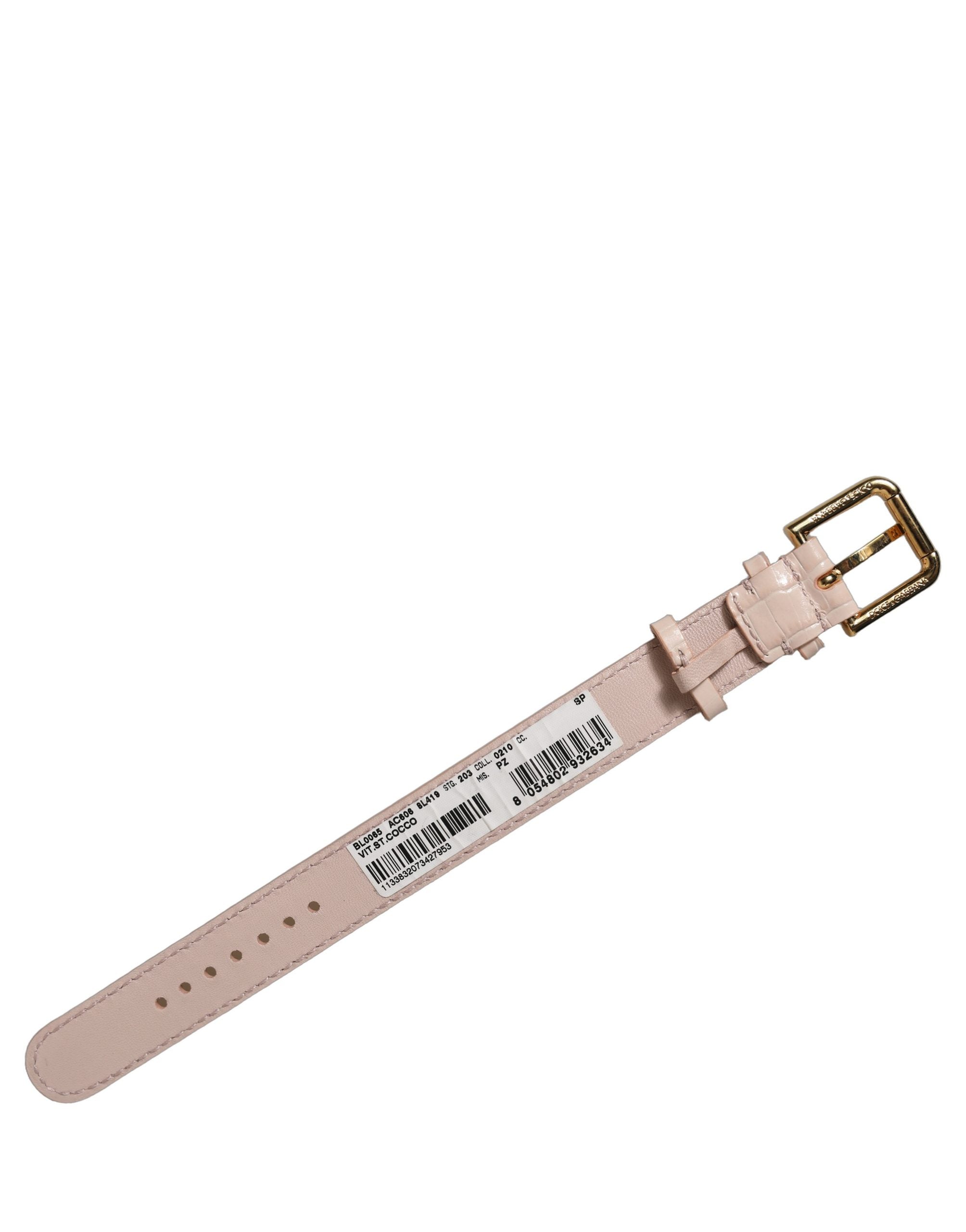 Dolce & Gabbana Armband aus rosafarbenem Leder mit Prägung und goldener Schnalle