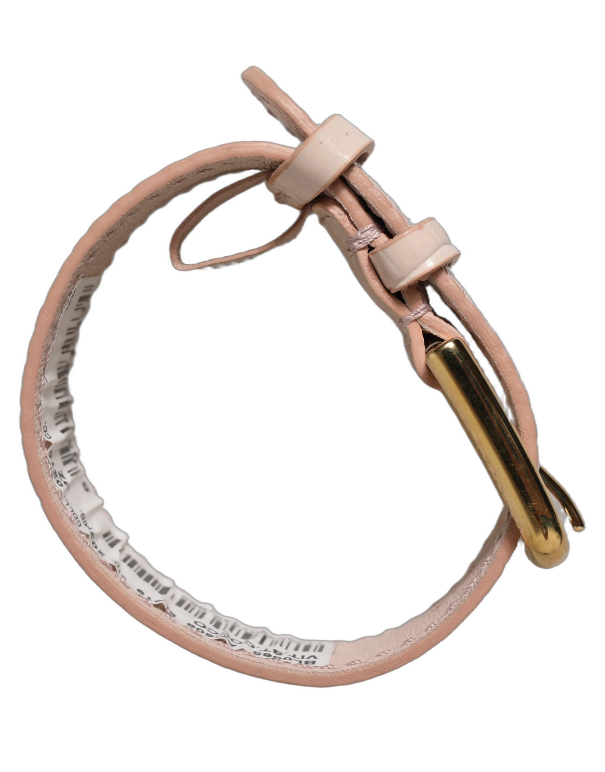 Dolce & Gabbana Armband aus rosafarbenem Leder mit Prägung und goldener Schnalle
