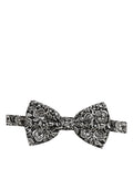 Dolce & Gabbana Krawatte Schwarz Weiß Paisley Seide Verstellbar Papillon Fliege