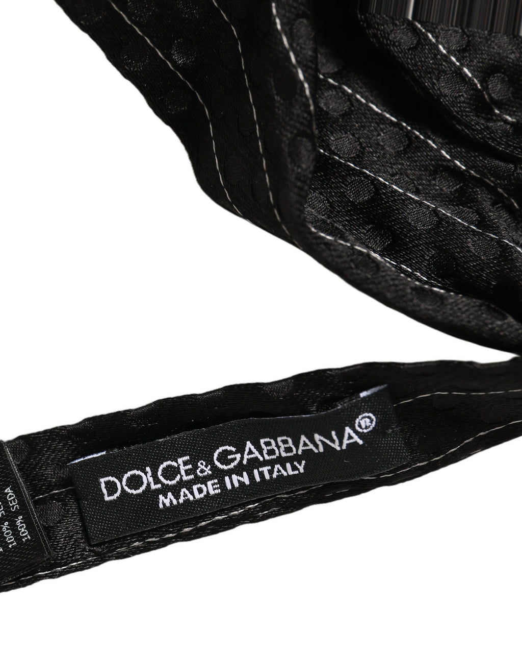 Dolce & Gabbana Herren Schwarze Nadelstreifen Seide Verstellbare Krawatte Fliege