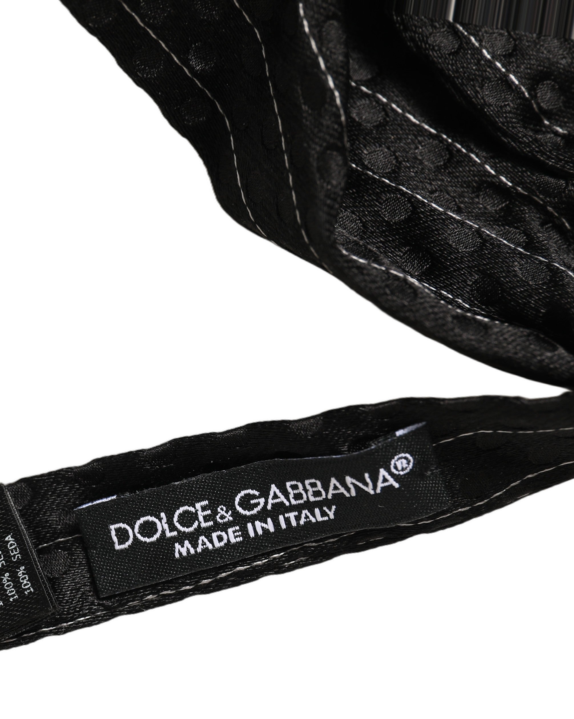 Dolce & Gabbana Herren Schwarze Nadelstreifen Seide Verstellbare Krawatte Fliege