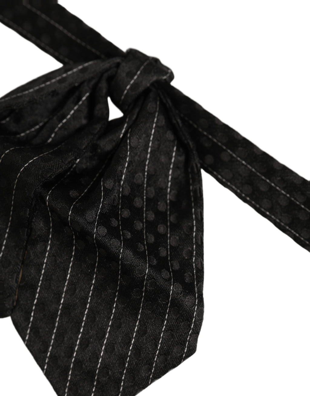 Dolce & Gabbana Herren Schwarze Nadelstreifen Seide Verstellbare Krawatte Fliege