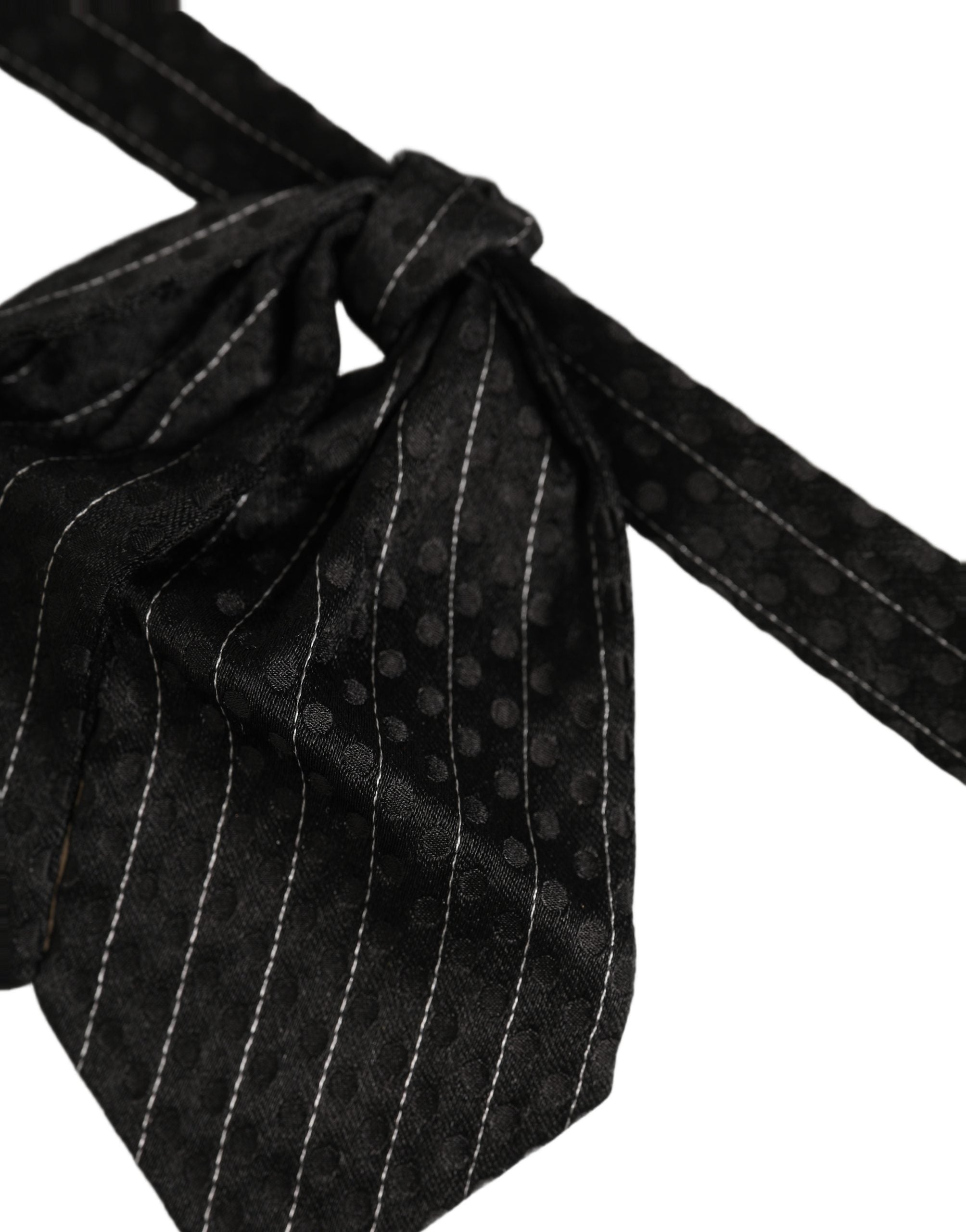 Dolce & Gabbana Herren Schwarze Nadelstreifen Seide Verstellbare Krawatte Fliege