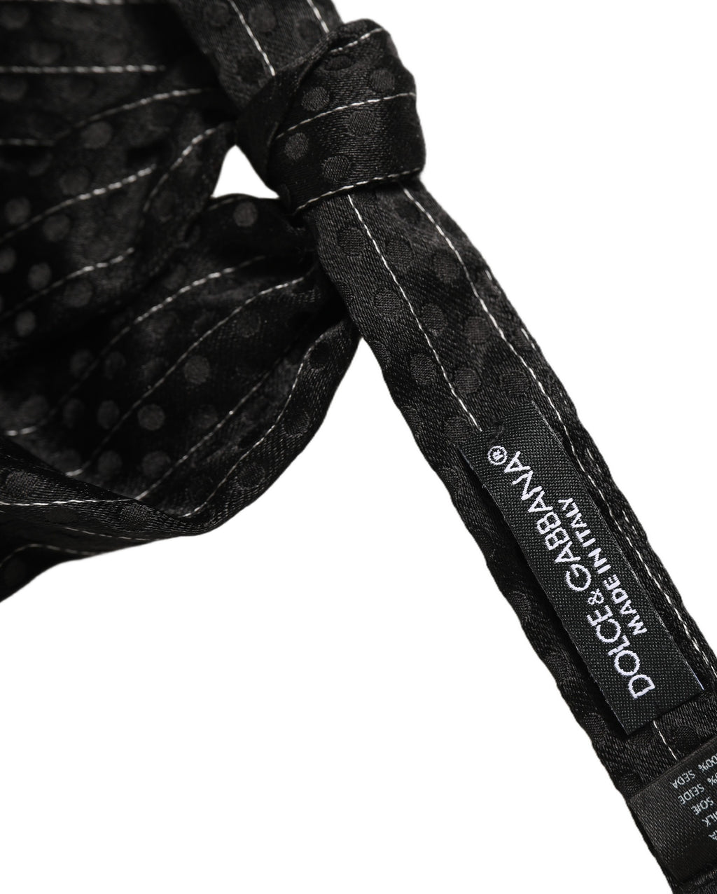 Dolce & Gabbana Herren Schwarze Nadelstreifen Seide Verstellbare Krawatte Fliege