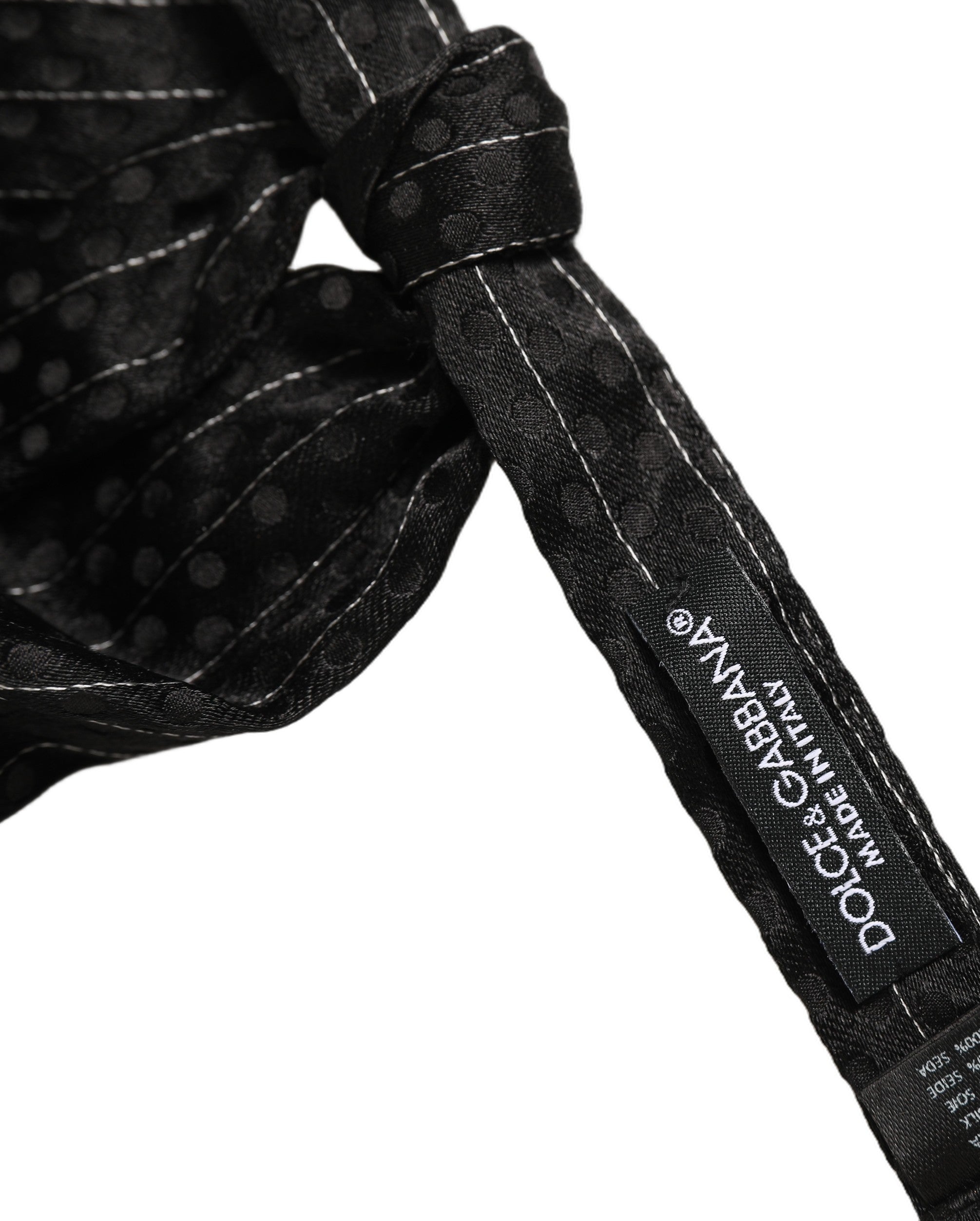 Dolce & Gabbana Herren Schwarze Nadelstreifen Seide Verstellbare Krawatte Fliege