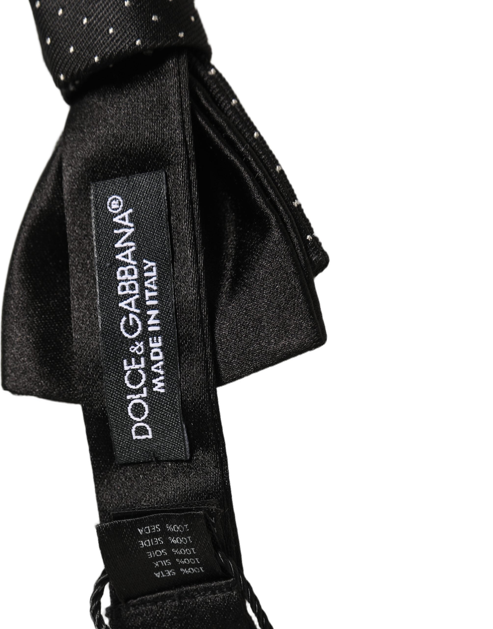 Dolce & Gabbana Herren Schwarze DG Pünktchen Fliege Verstellbar