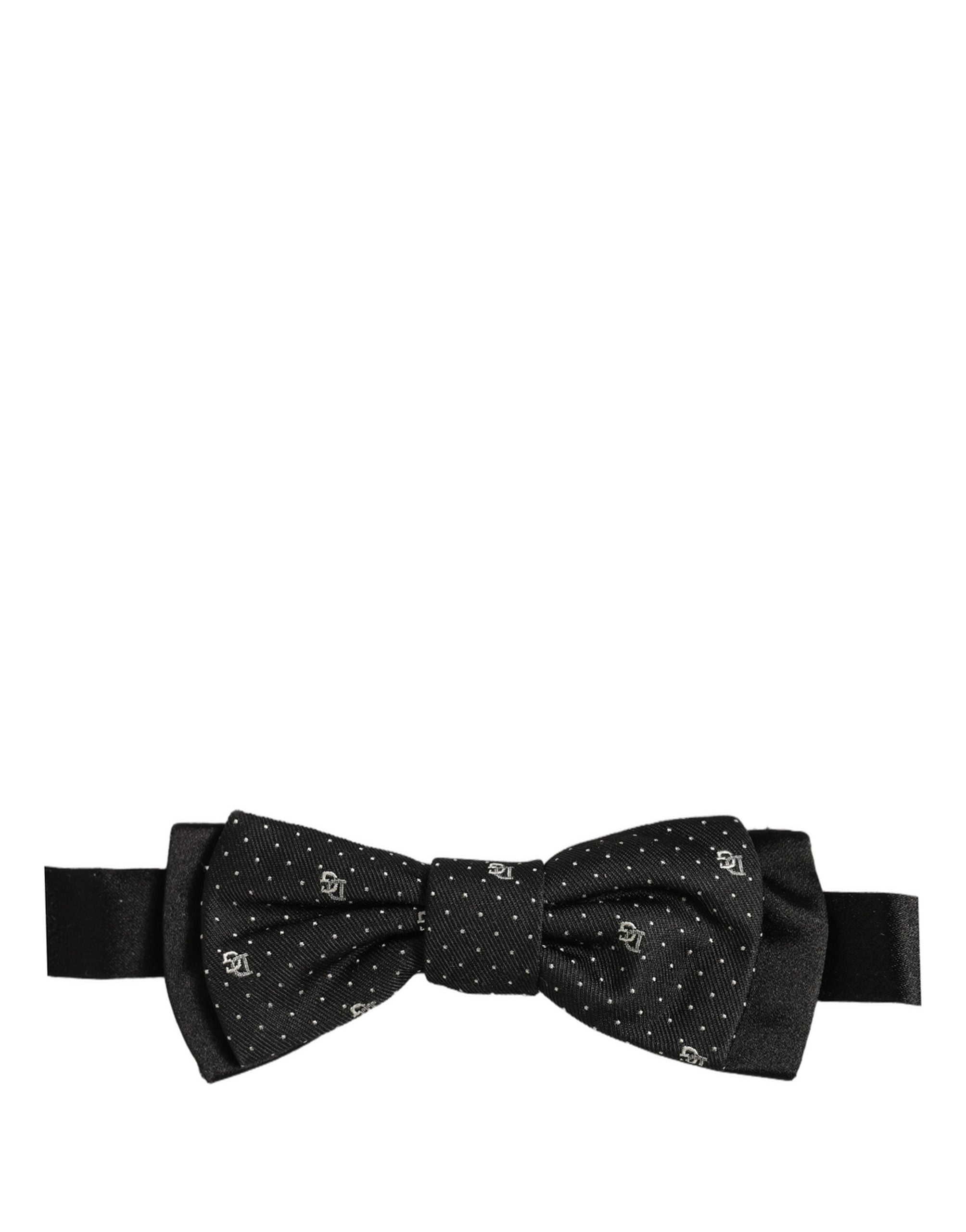 Dolce & Gabbana Herren Schwarze DG Pünktchen Fliege Verstellbar
