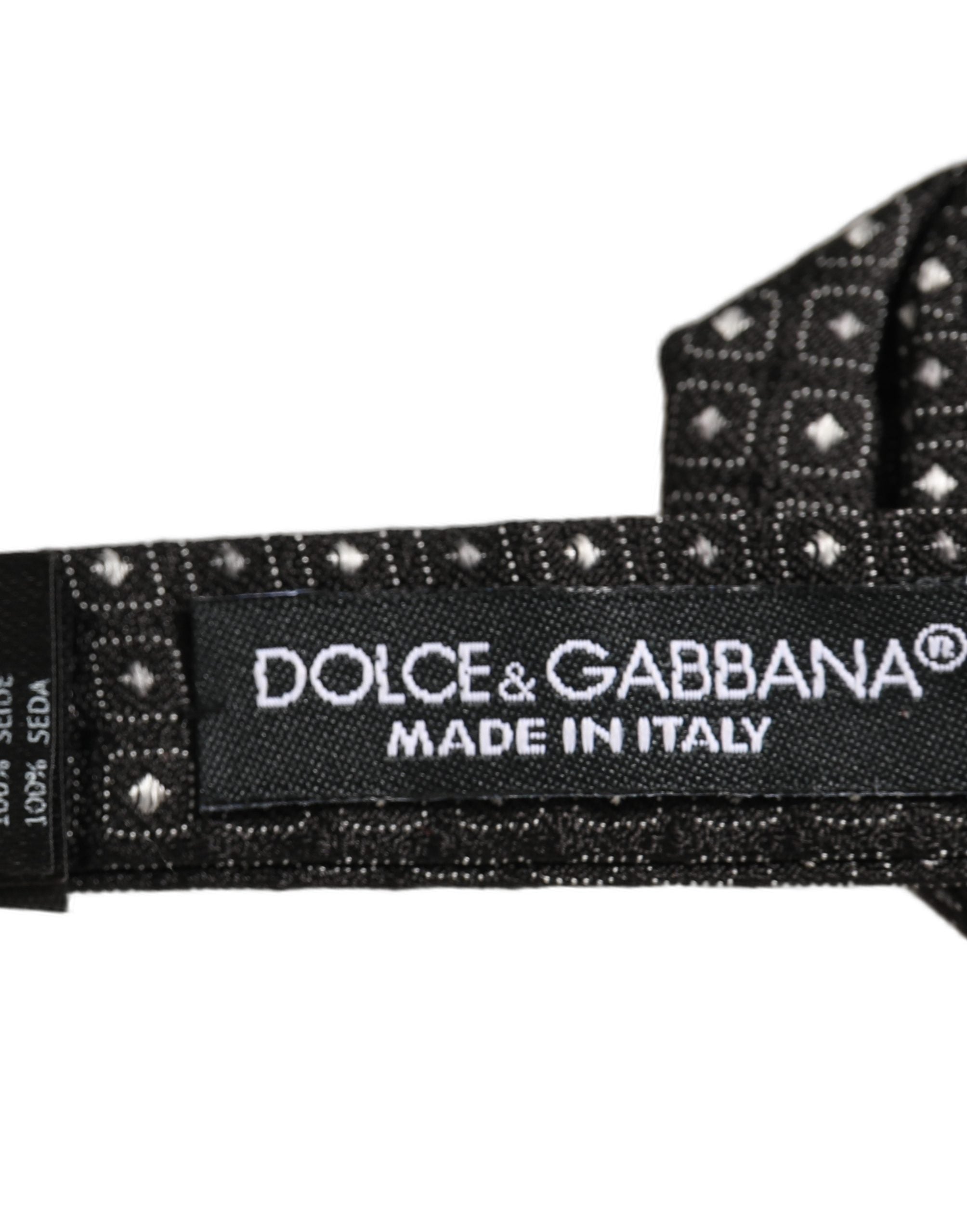 Dolce & Gabbana Herren Schwarze Pünktchen Seiden Fliege Verstellbar