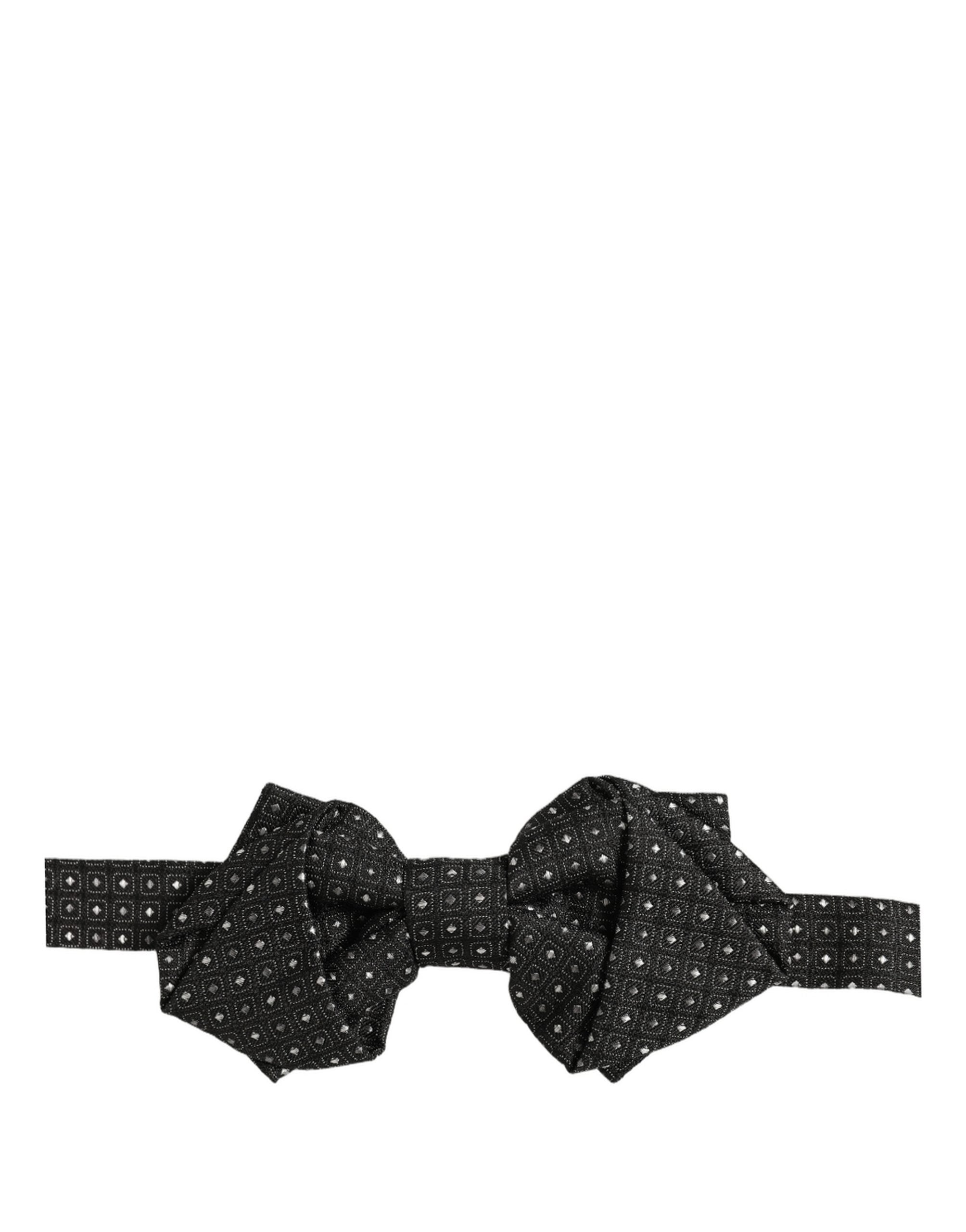 Dolce & Gabbana Herren Schwarze Pünktchen Seiden Fliege Verstellbar