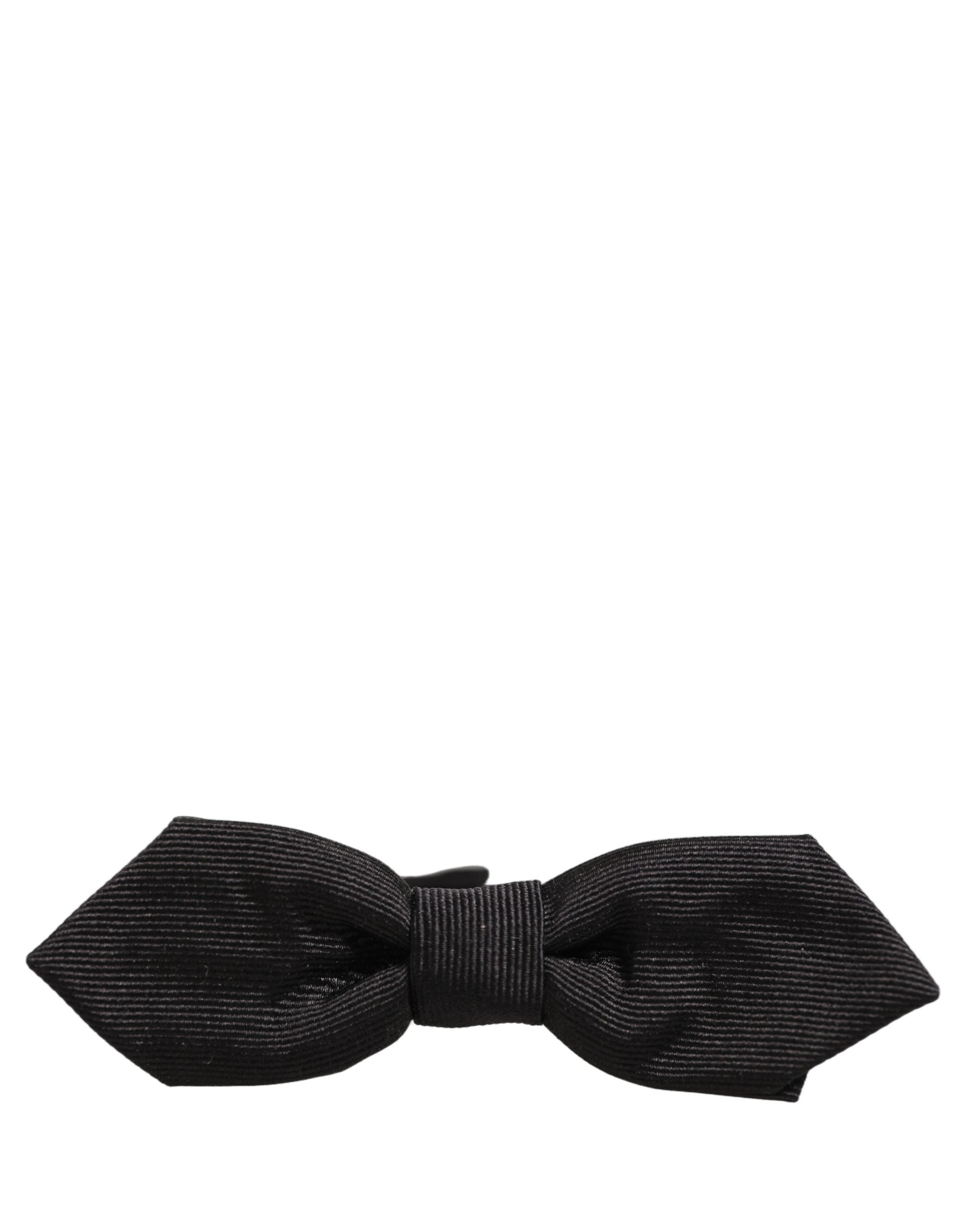 Dolce & Gabbana Herren Schwarze 100% Seide Verstellbare Krawatte Fliege
