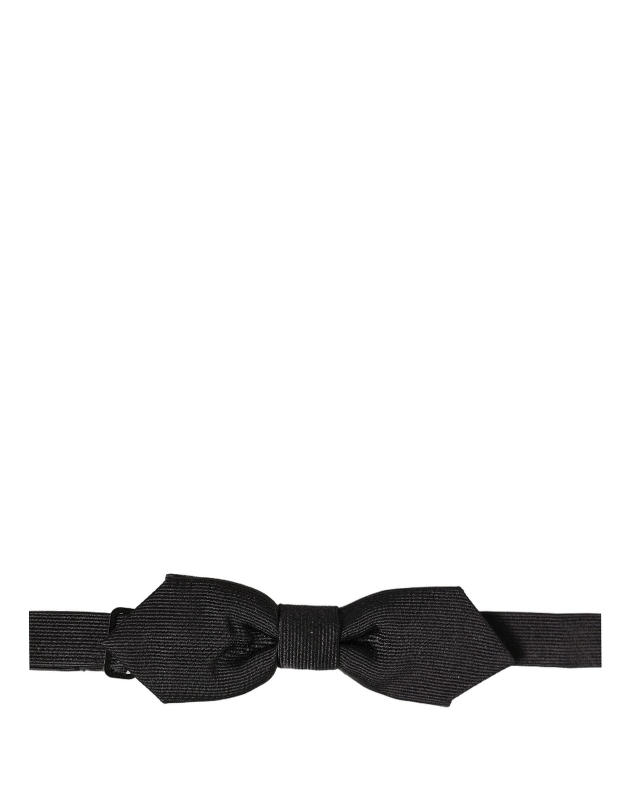 Dolce & Gabbana Herren Schwarze 100% Seide Verstellbare Krawatte Fliege