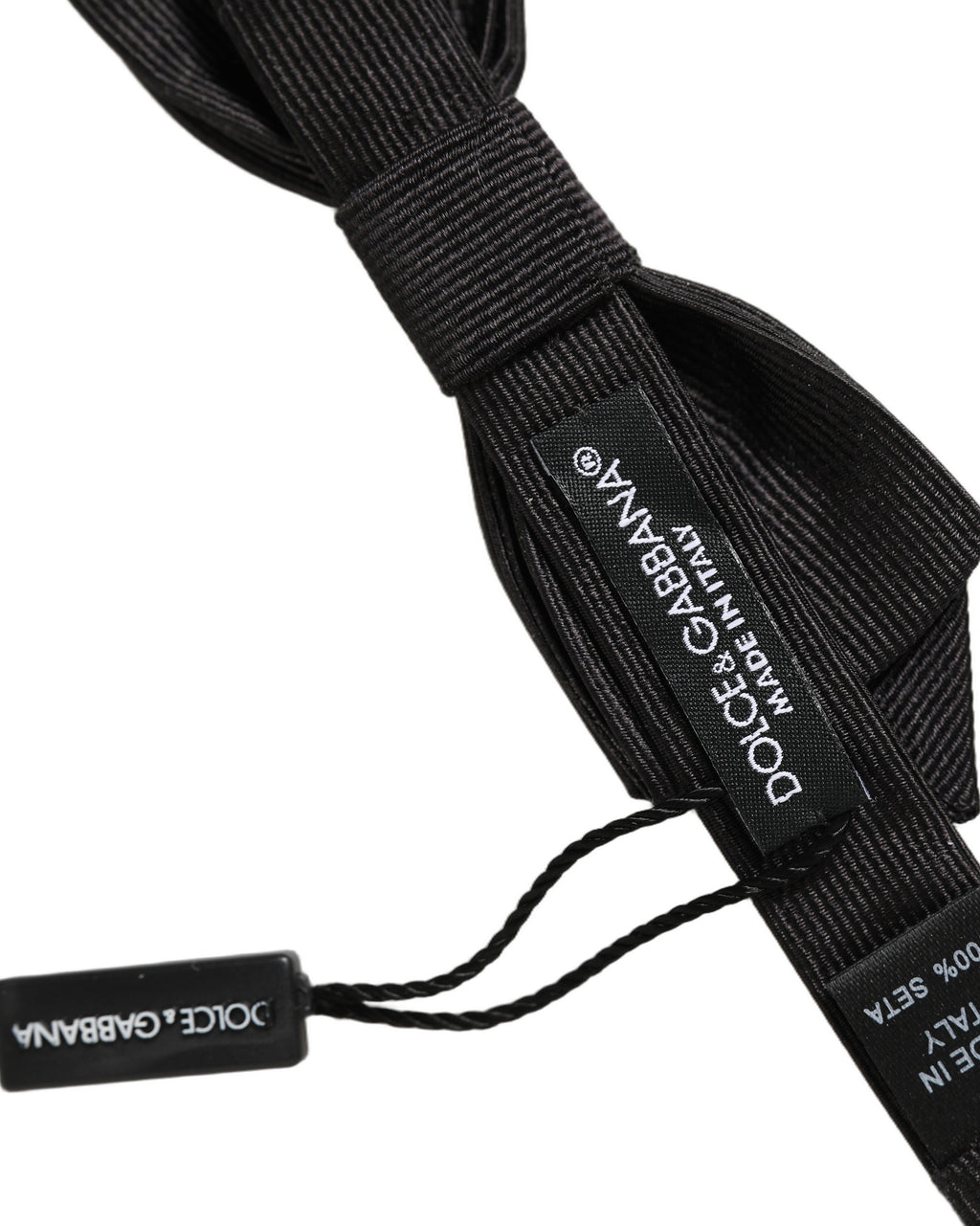 Dolce & Gabbana Herren Schwarze 100% Seide Verstellbare Krawatte Fliege