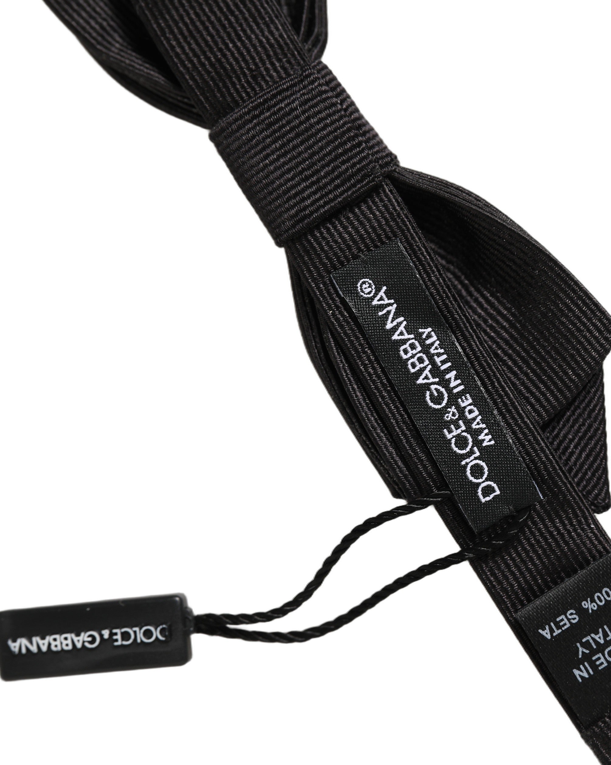 Dolce & Gabbana Herren Schwarze 100% Seide Verstellbare Krawatte Fliege