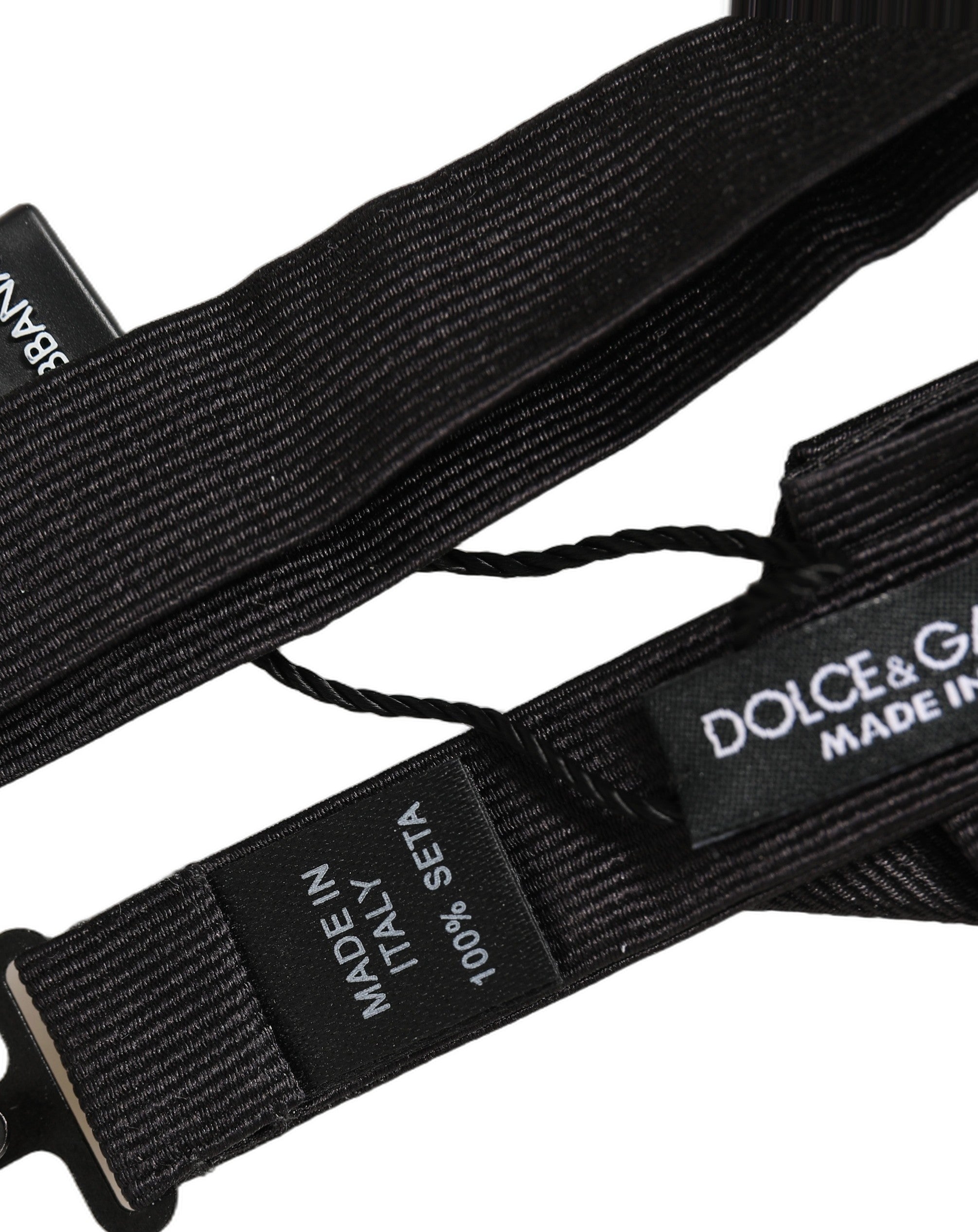 Dolce & Gabbana Herren Schwarze 100% Seide Verstellbare Krawatte Fliege