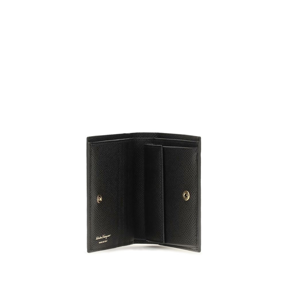 Ferragamo Schwarzes Kalbsleder Bos Taurus Portemonnaie
