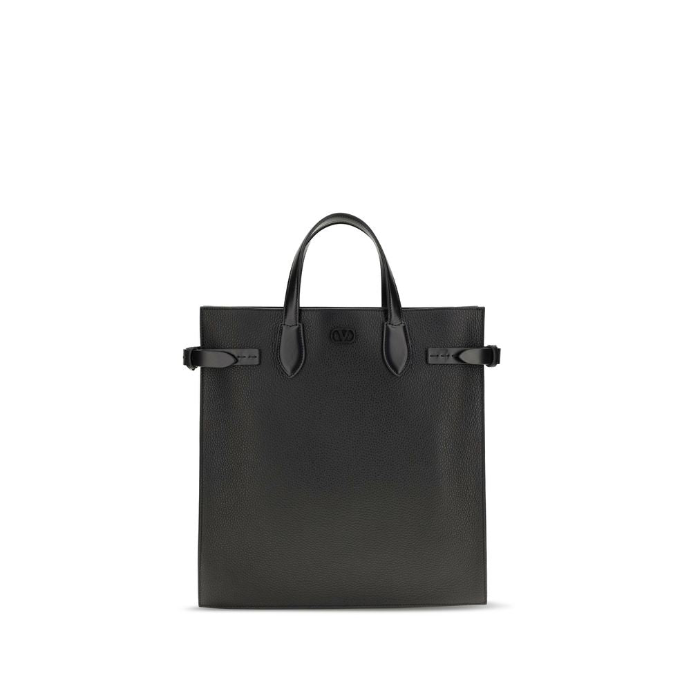 Valentino Garavani Schwarze Bos Taurus Kalbsleder Schultertasche