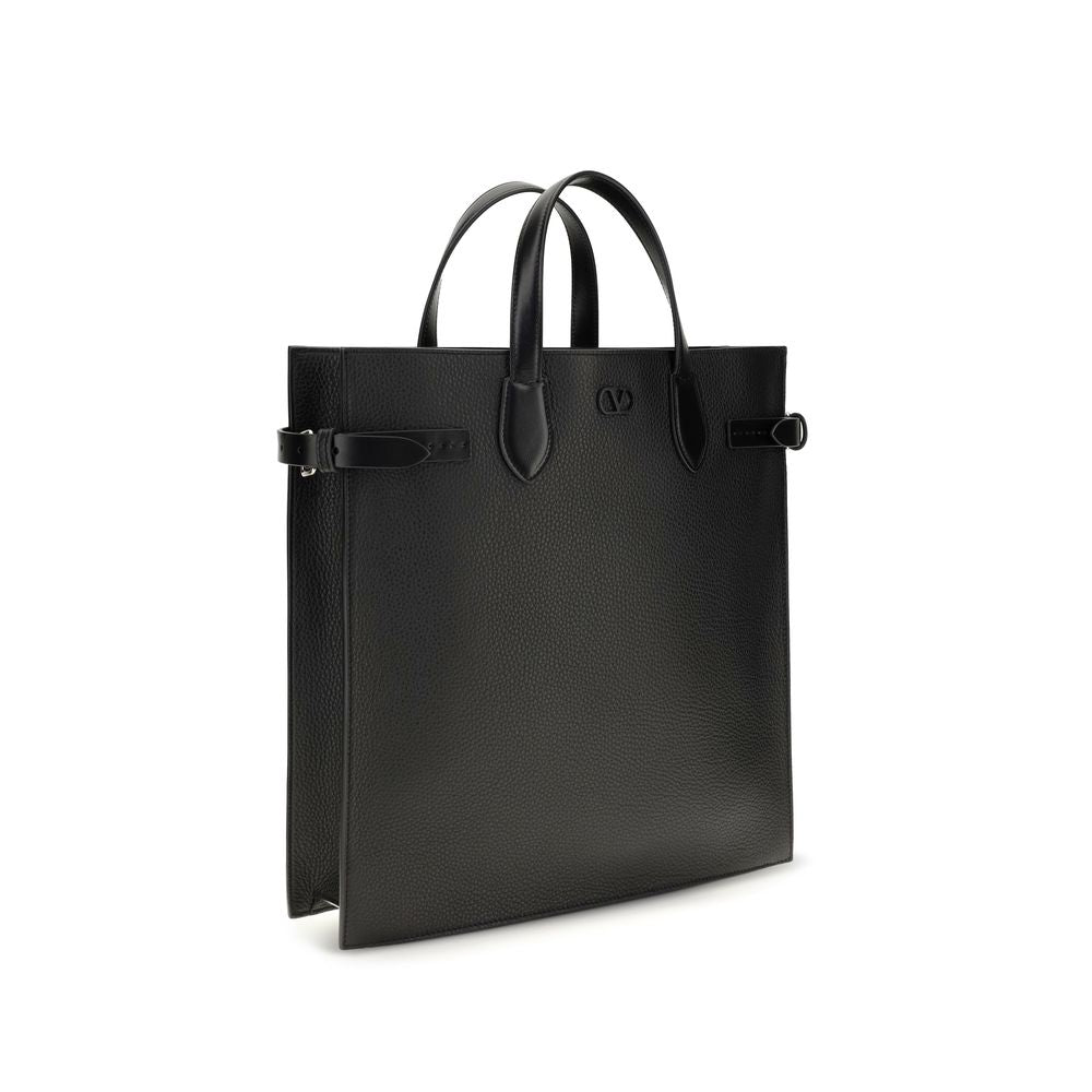 Valentino Garavani Schwarze Bos Taurus Kalbsleder Schultertasche