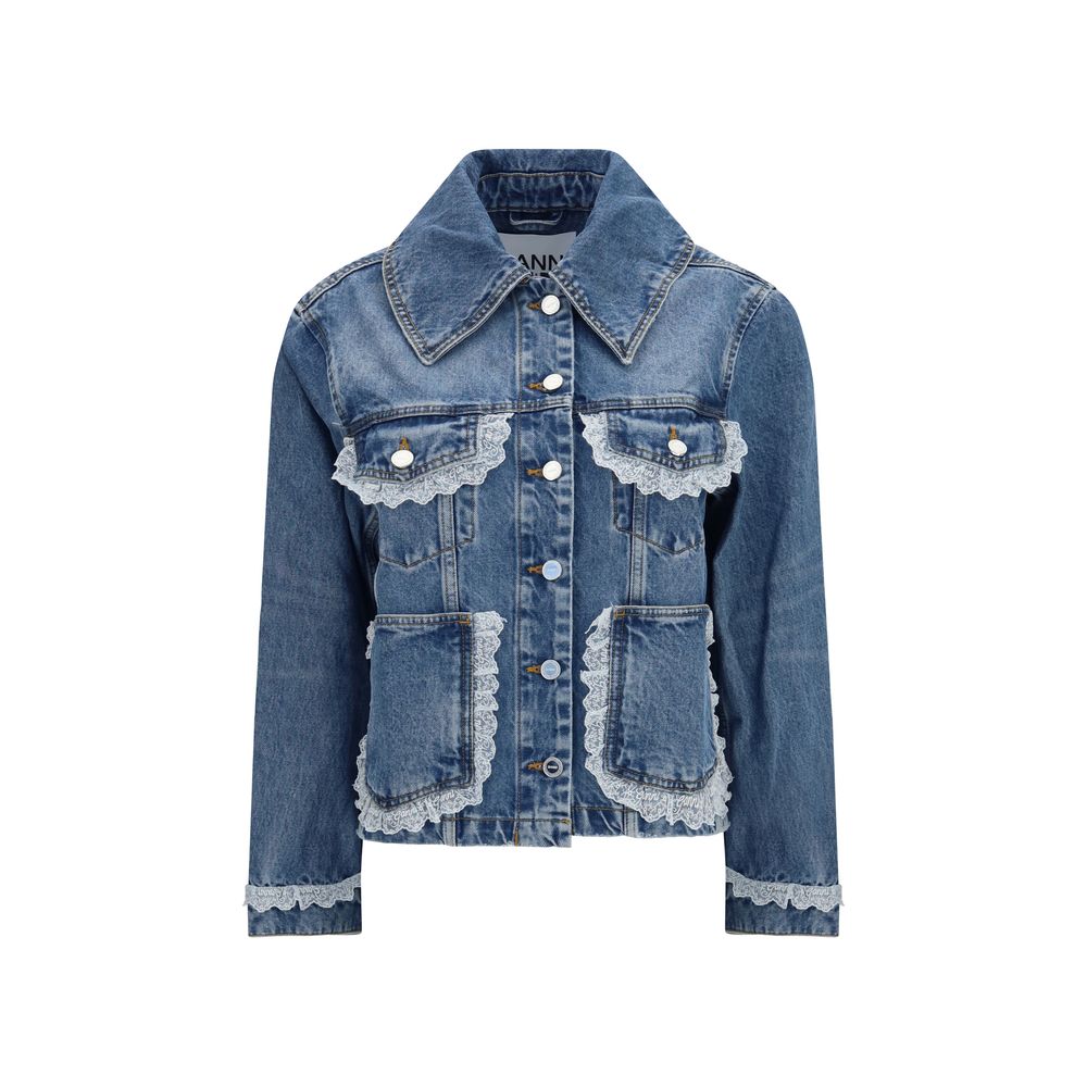 Ganni Blaue Jeansjacke aus Baumwolle