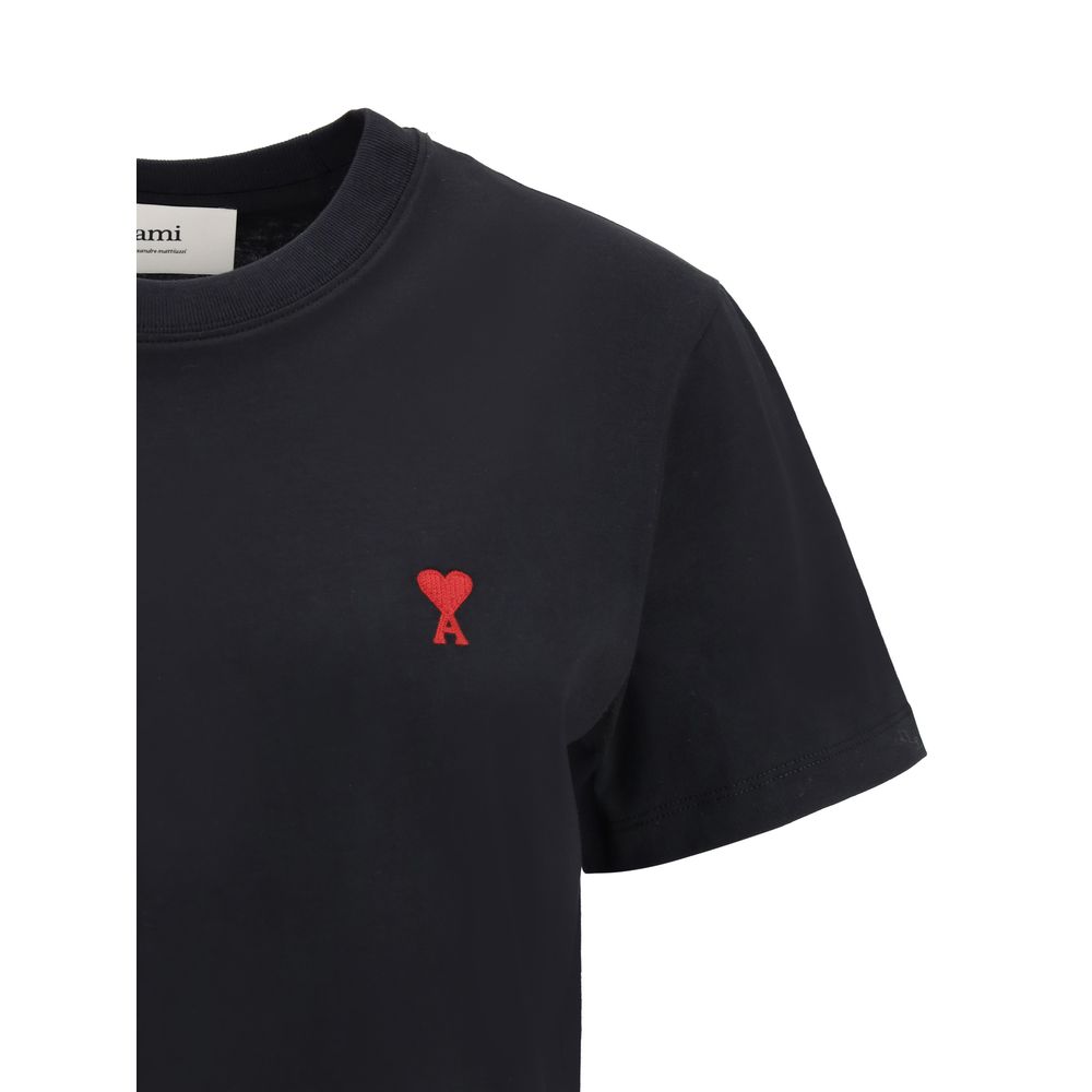 Ami Paris Schwarzes Baumwoll-T-Shirt