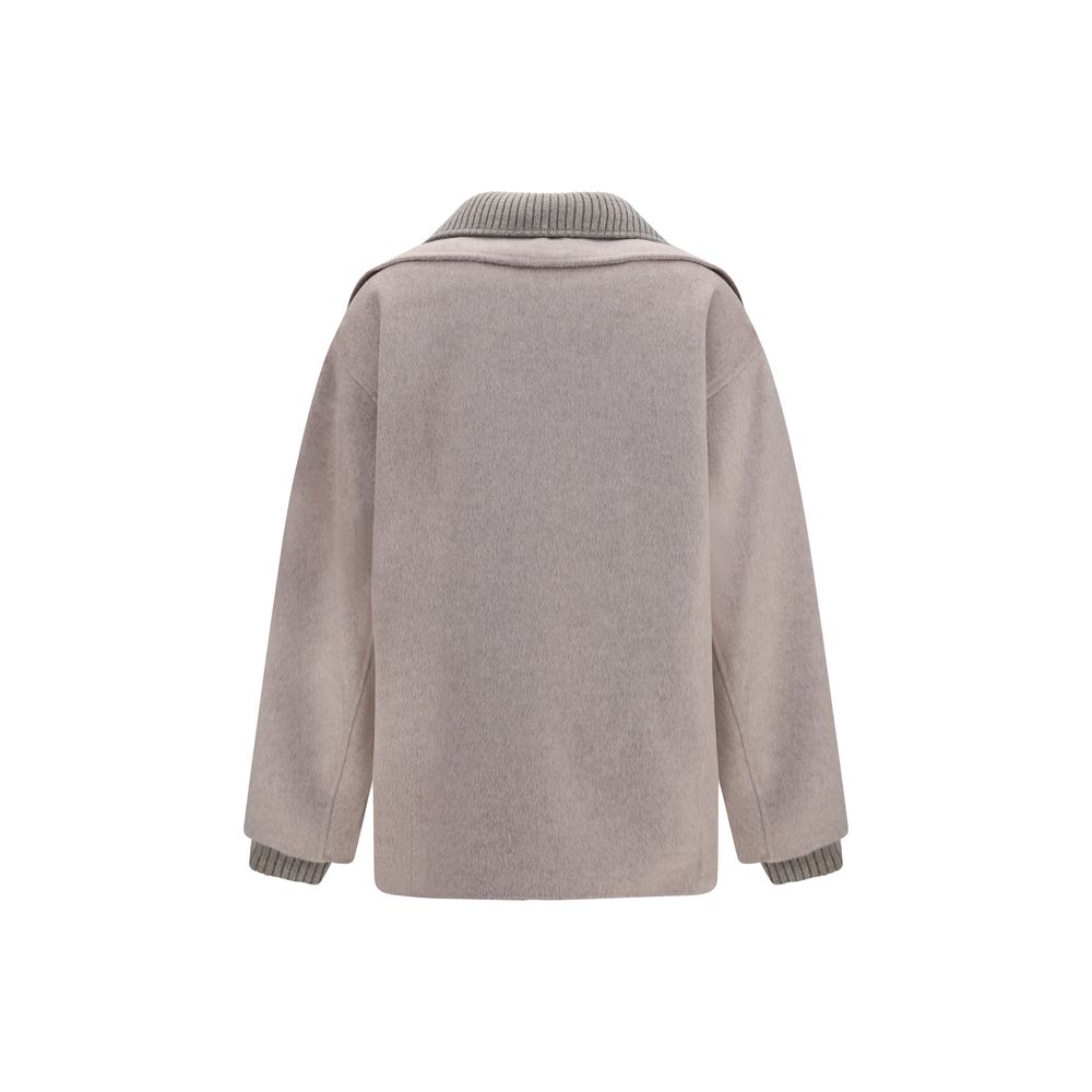 P.A.R.O.S.H. Beige Wool Oves Aries Full-Length Jacket