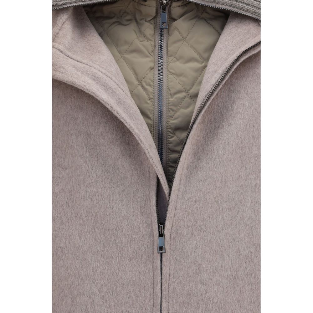 P.A.R.O.S.H. Beige Wool Oves Aries Full-Length Jacket
