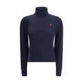 Ami Paris Blauer Rollkragenpullover aus Merinowolle