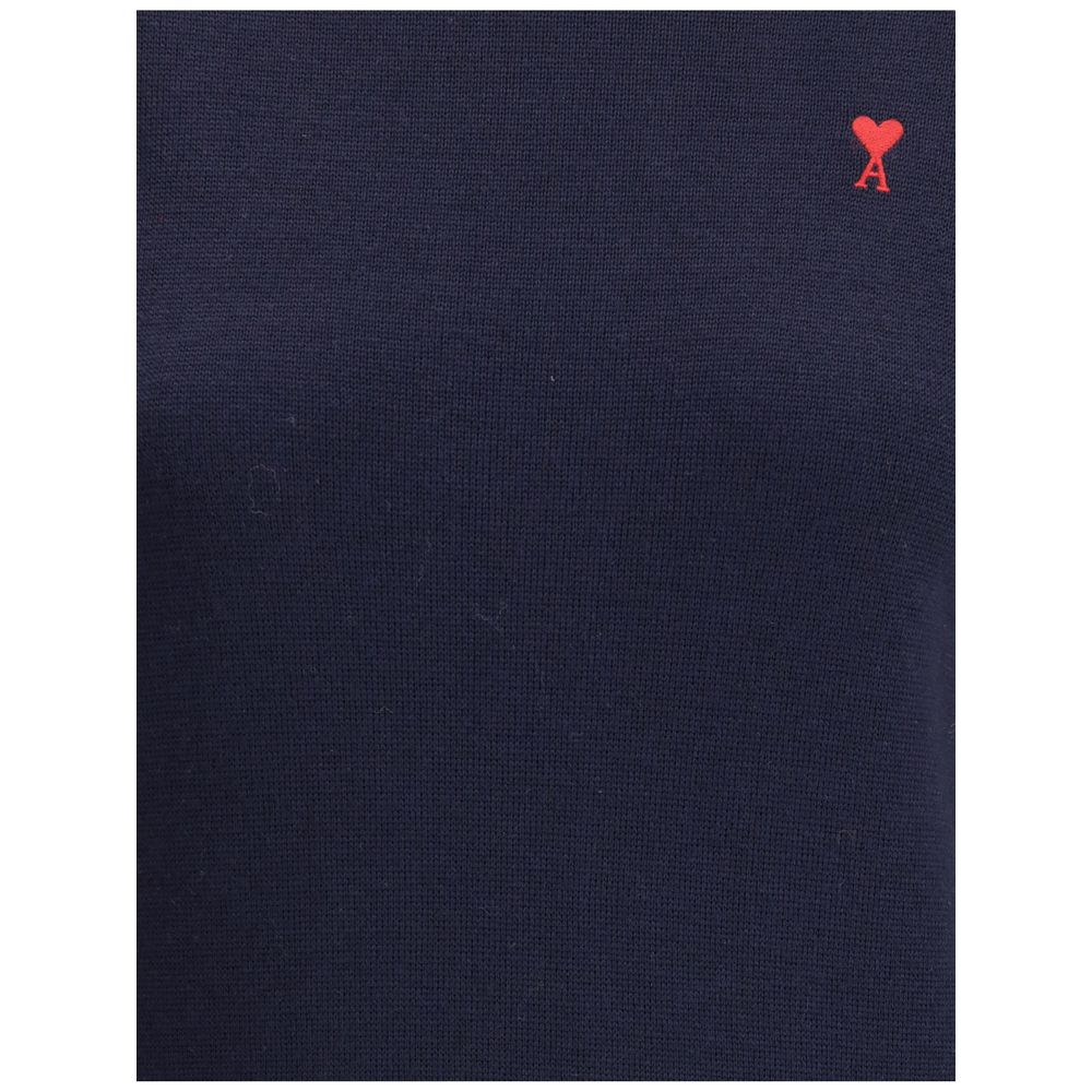 Ami Paris Blauer Rollkragenpullover aus Merinowolle