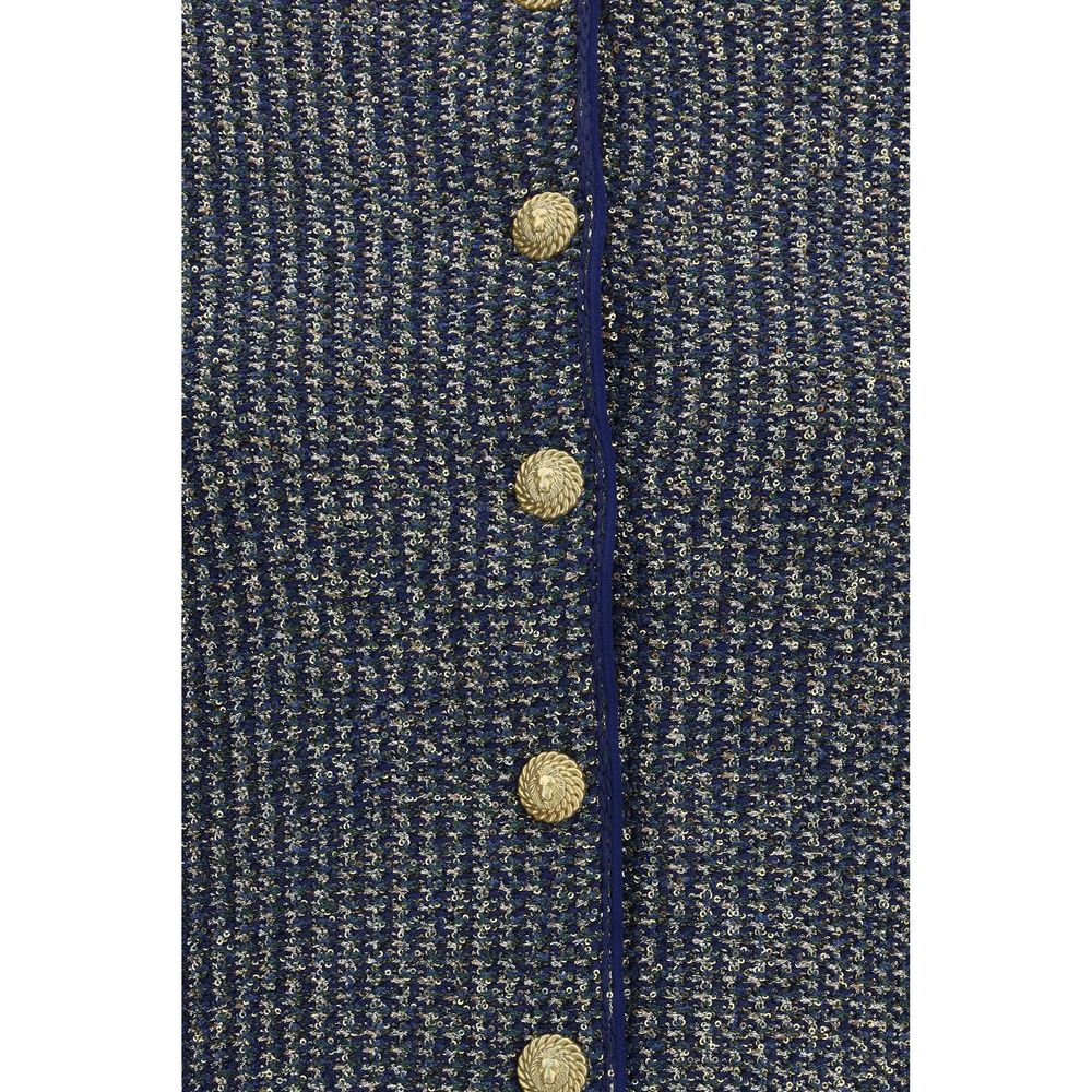 Balmain Blauer Cardigan aus Polyamid
