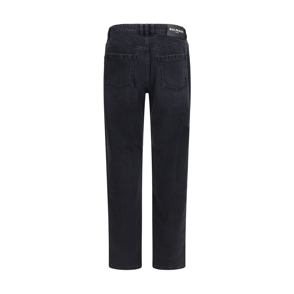Balmain Schwarze Baumwoll-Jeans mit geradem Bein
