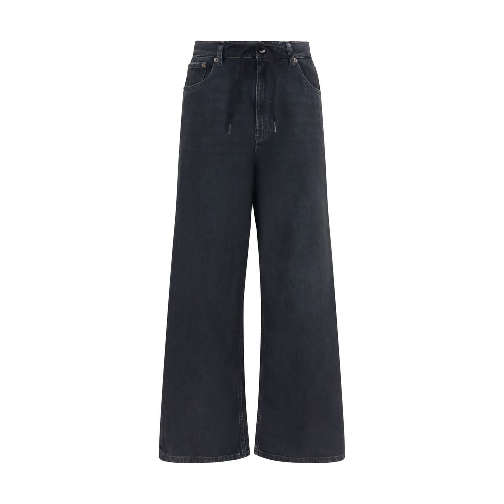 MM6 Schwarze Baumwolljeans im Relaxed Fit