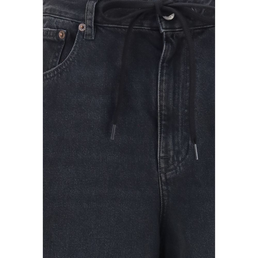 MM6 Schwarze Baumwolljeans im Relaxed Fit