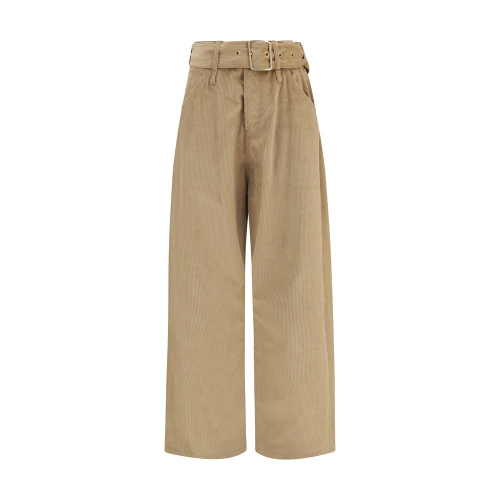 Darkpark Beige Cotton Casual Pants