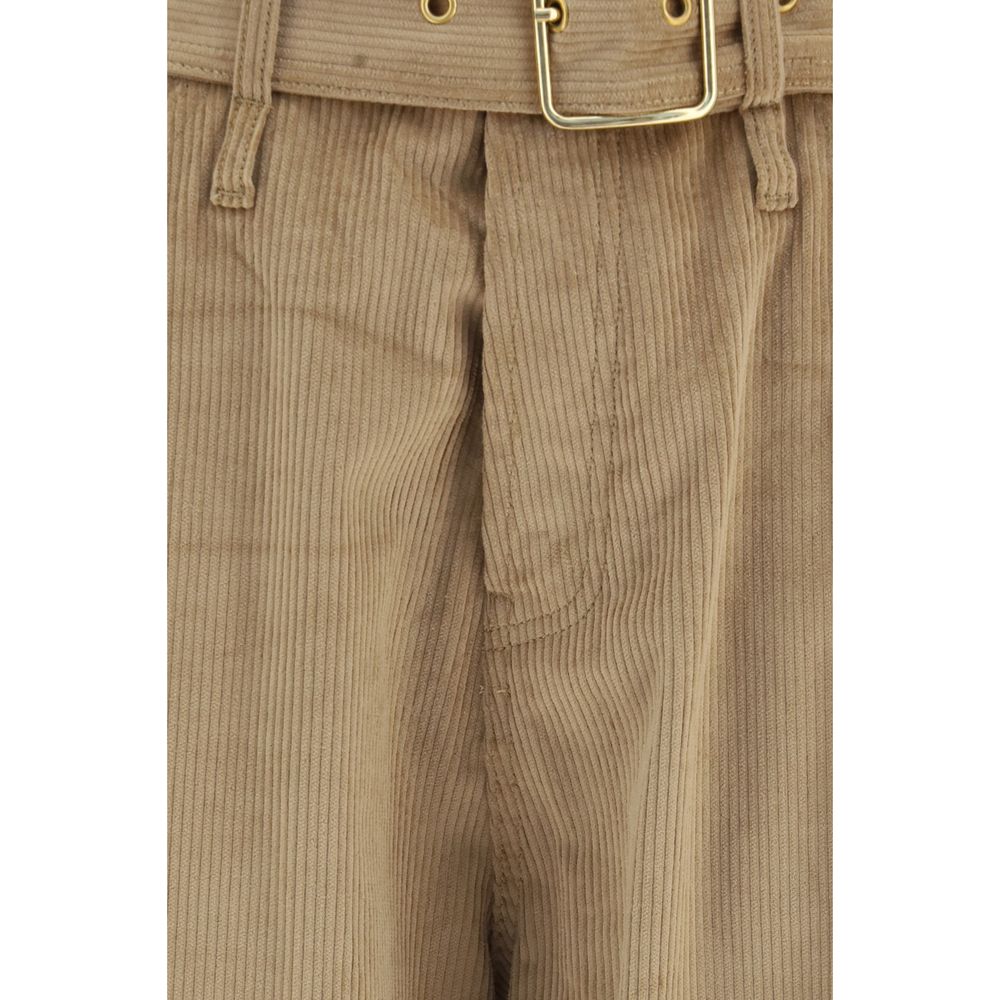 Darkpark Beige Cotton Casual Pants