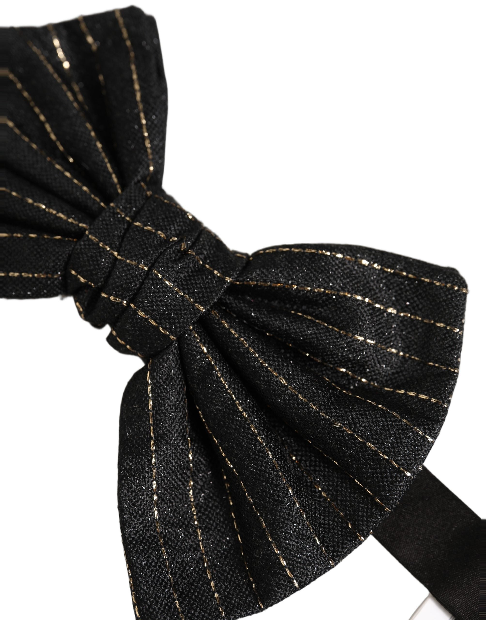 Dolce & Gabbana Herren Schwarze Nadelstreifen Seide Verstellbare Krawatte Fliege