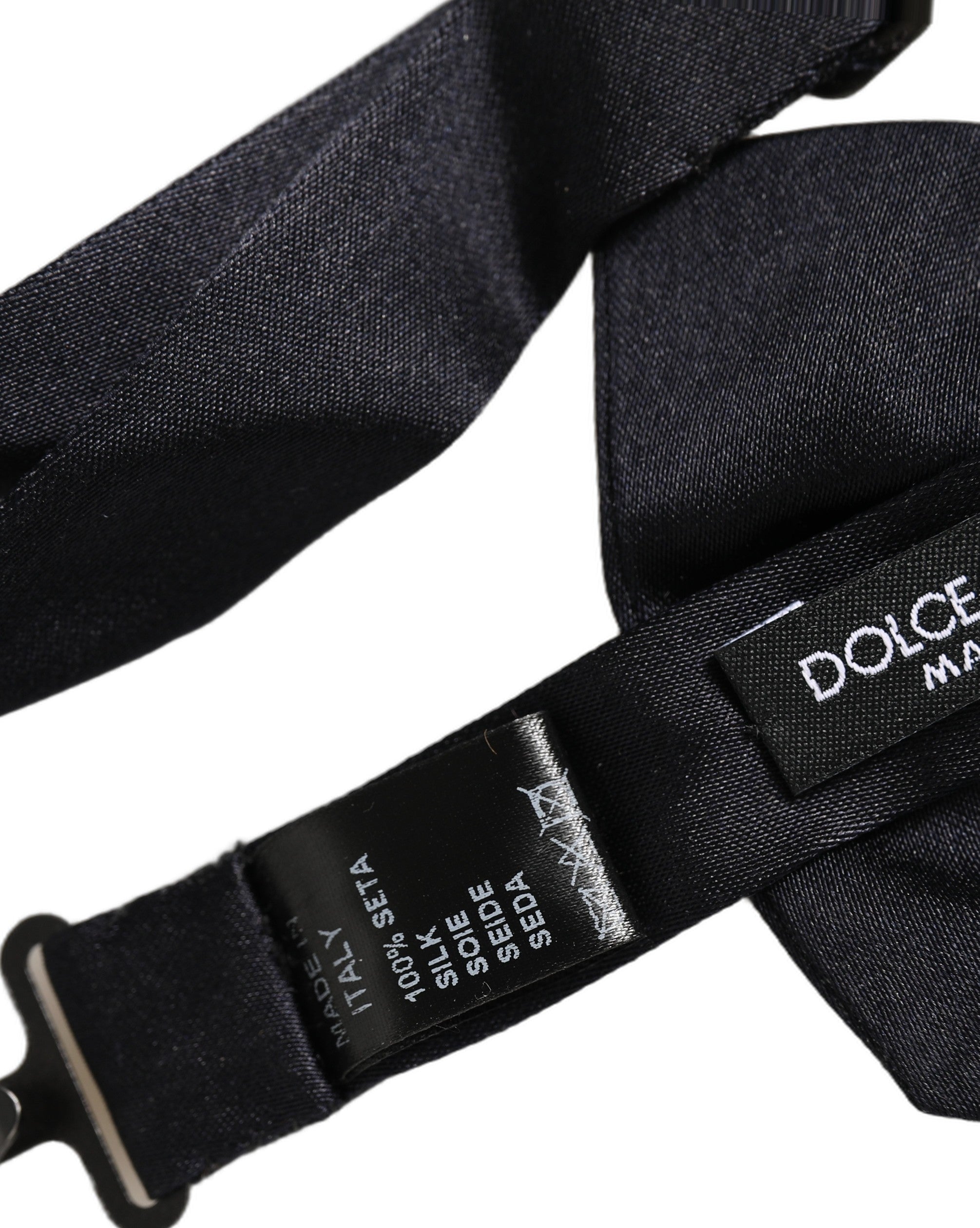 Dolce & Gabbana Herren Schwarze 100% Seide Verstellbare Krawatte Fliege