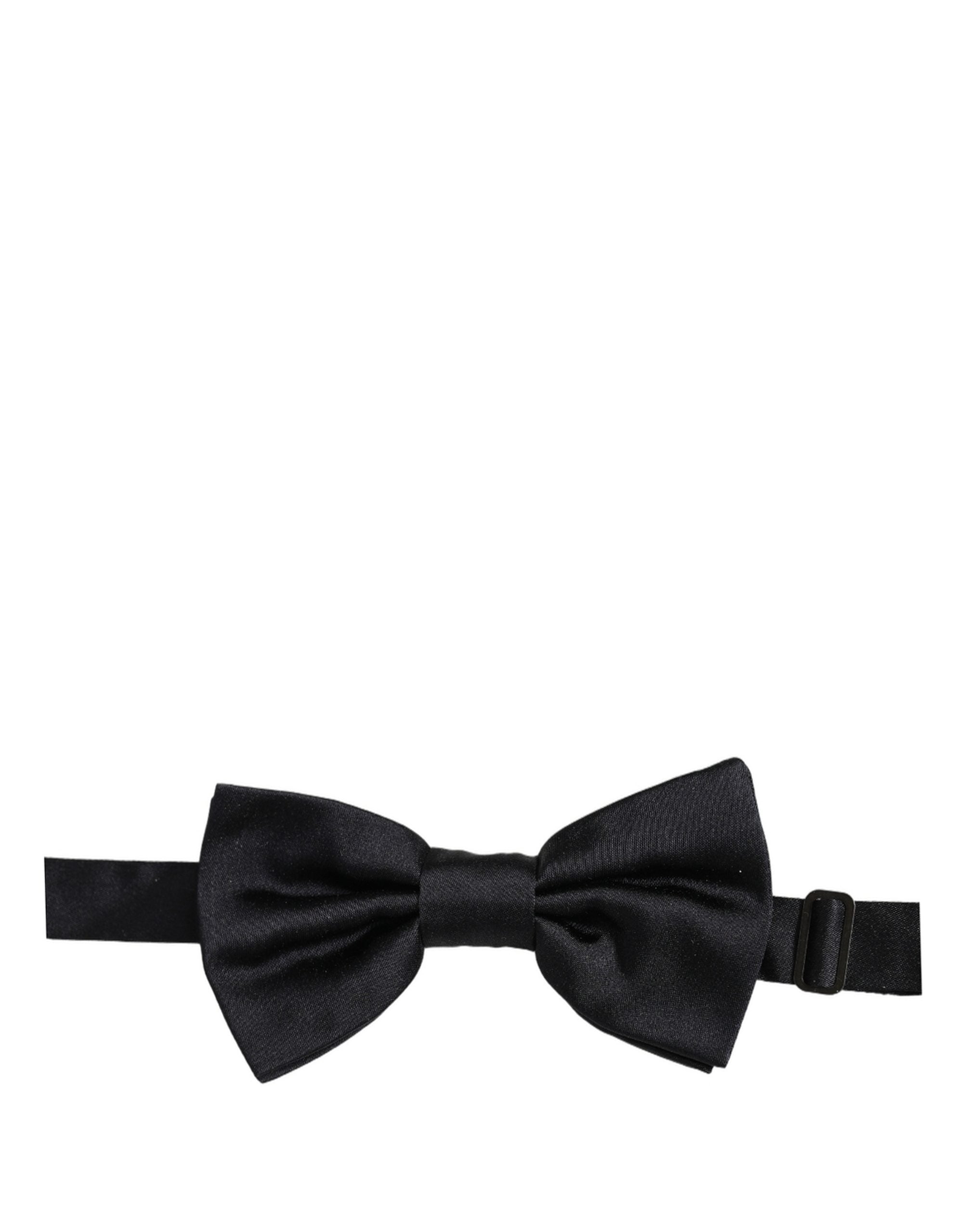 Dolce & Gabbana Herren Schwarze 100% Seide Verstellbare Krawatte Fliege
