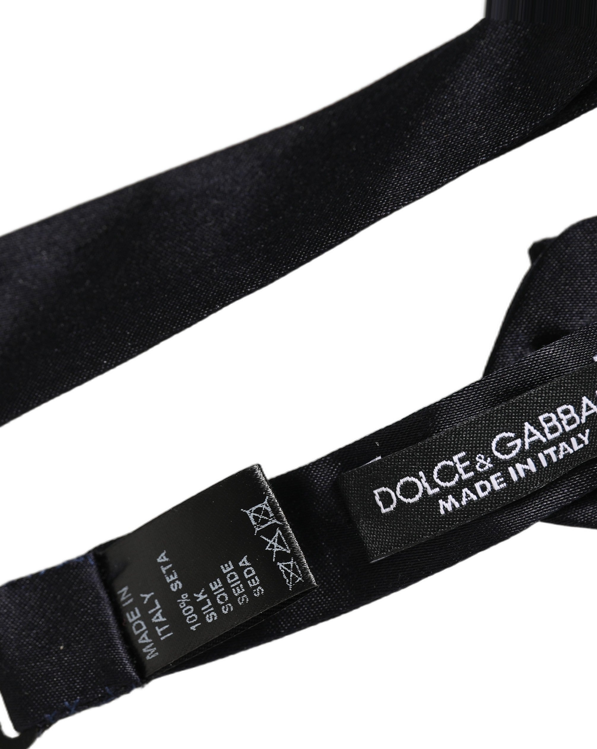 Dolce & Gabbana Herren Schwarze 100% Seide Verstellbare Krawatte Fliege