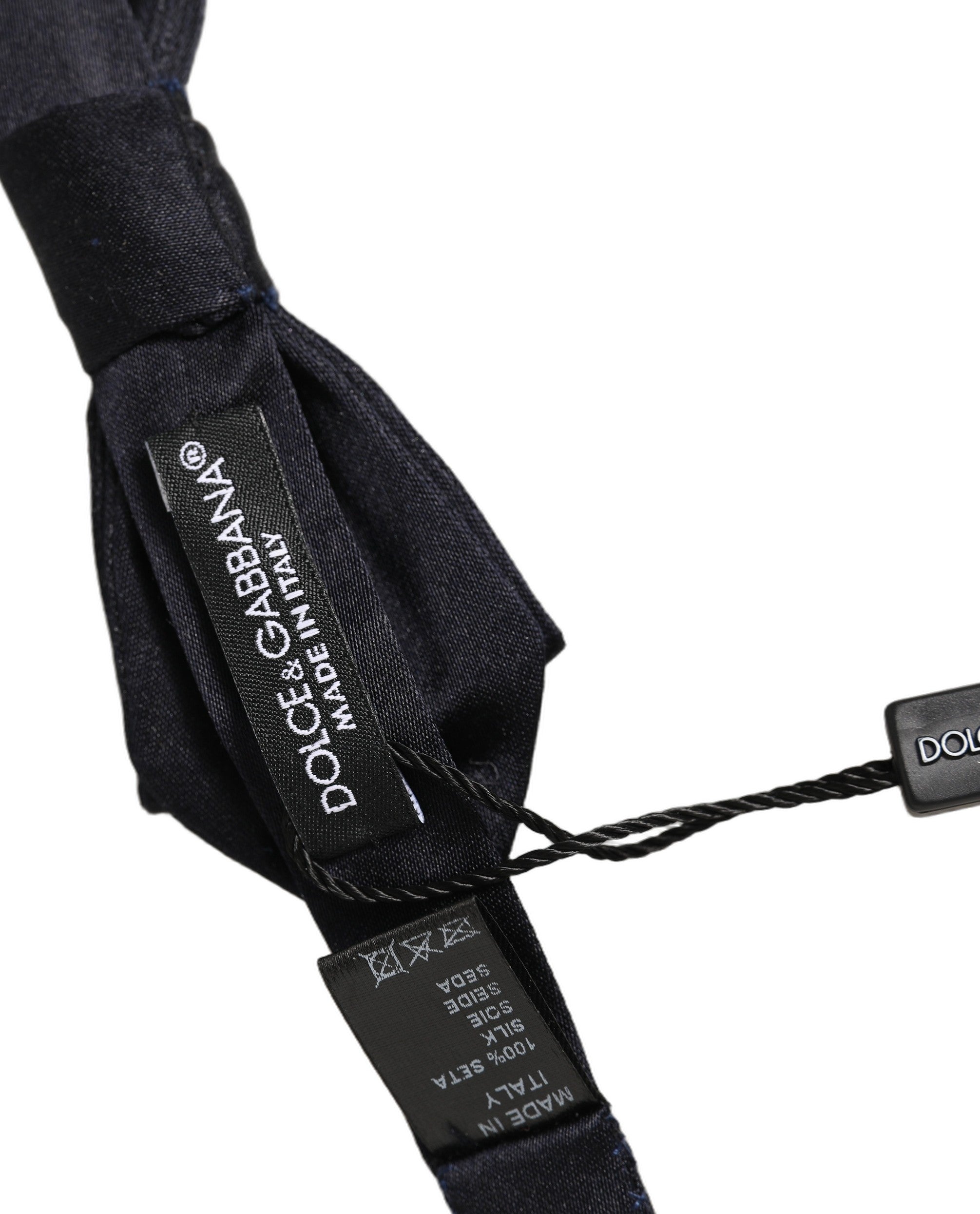 Dolce & Gabbana Herren Schwarze 100% Seide Verstellbare Krawatte Fliege