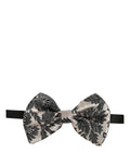 Dolce & Gabbana Herren Fliege Schwarz Silber Blumen Muster Verstellbar