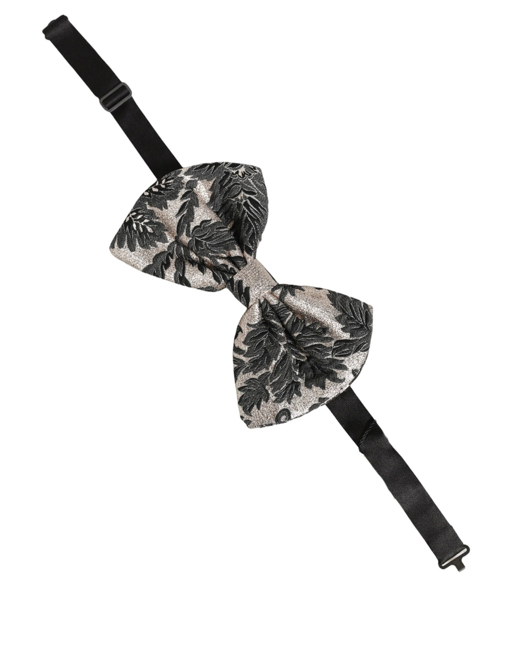 Dolce & Gabbana Herren Fliege Schwarz Silber Blumen Muster Verstellbar