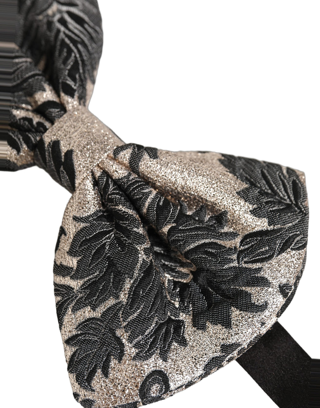 Dolce & Gabbana Herren Fliege Schwarz Silber Blumen Muster Verstellbar