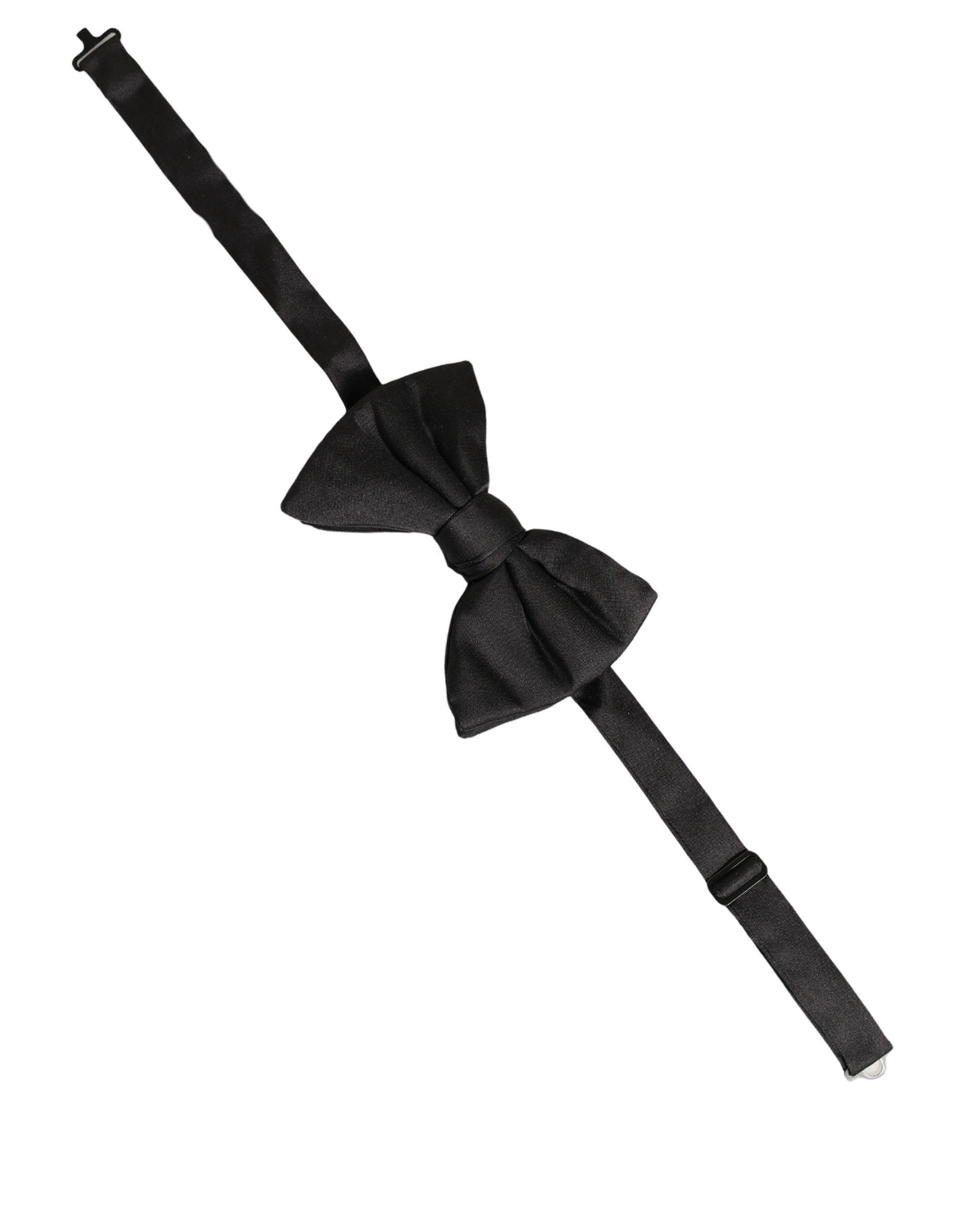 Dolce & Gabbana Herren Schwarze 100% Seide Verstellbare Krawatte Fliege