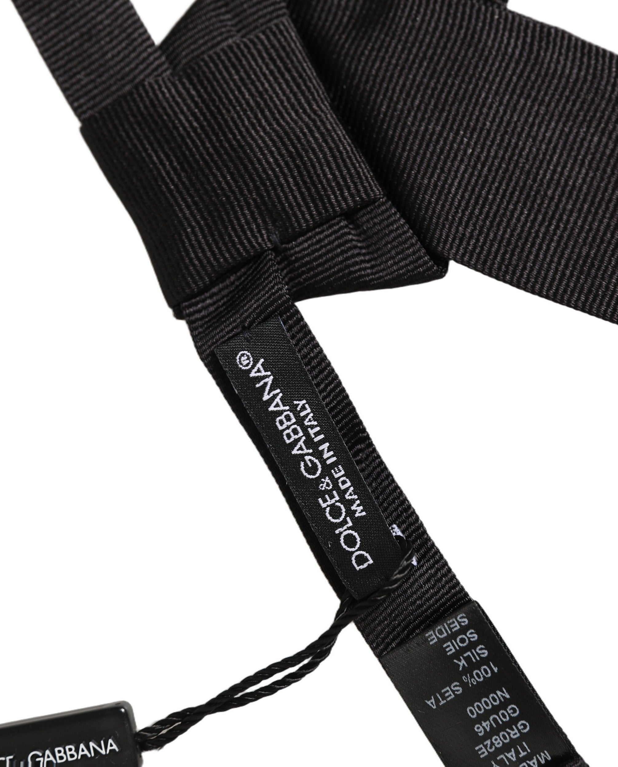 Dolce & Gabbana Herren Schwarze 100% Seide Verstellbare Hals Papillon Fliege