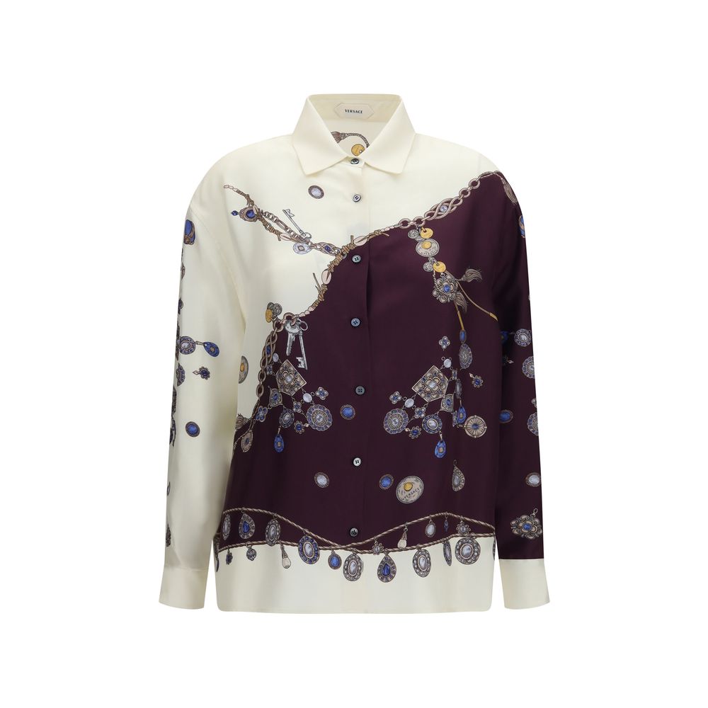Versace Mehrfarbiges Seidenhemd mit Muster