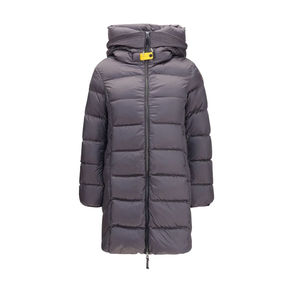 Parajumpers Graue Daunen-Steppjacke in voller Länge