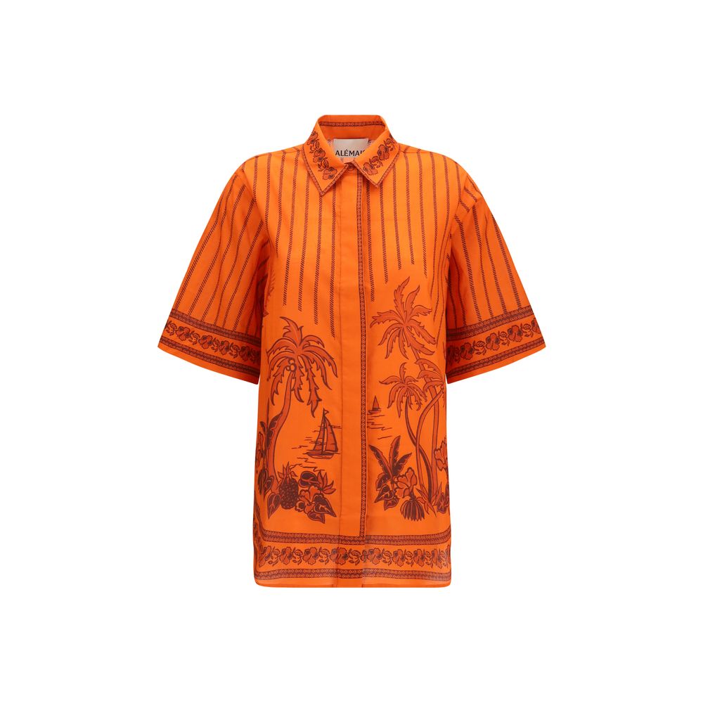Alemais Orange Cotton Pattern Shirt