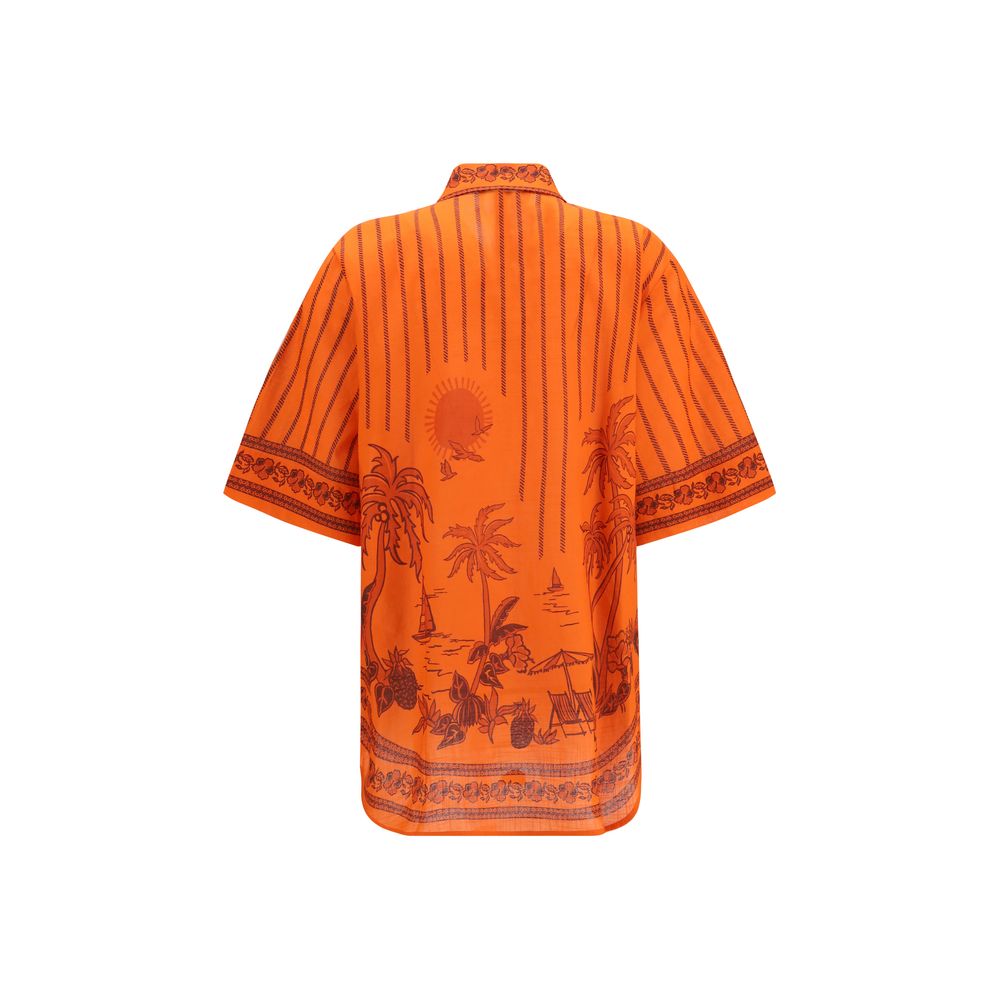Alemais Orange Cotton Pattern Shirt